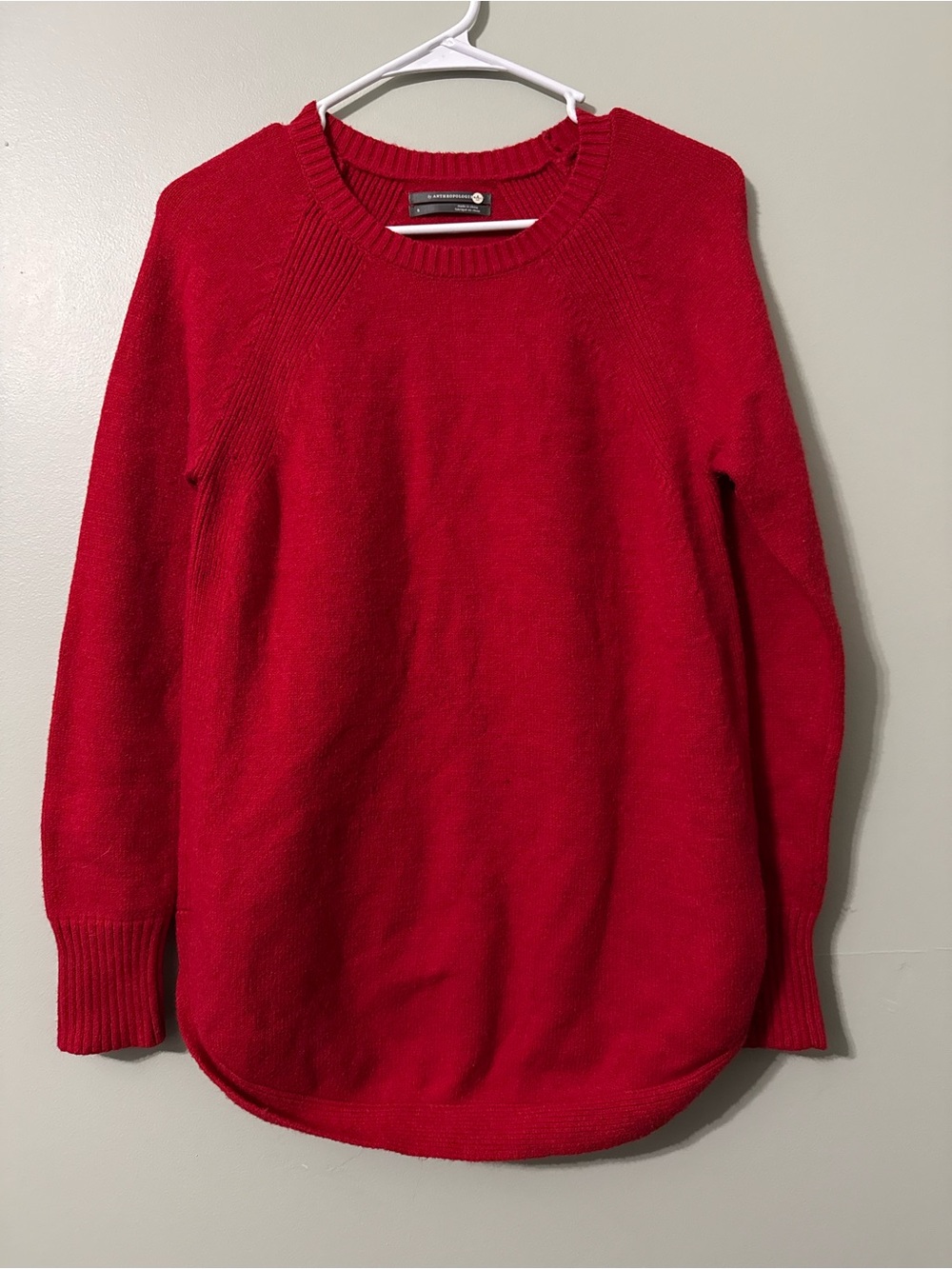 Anthropologie Red Crewneck Sweater